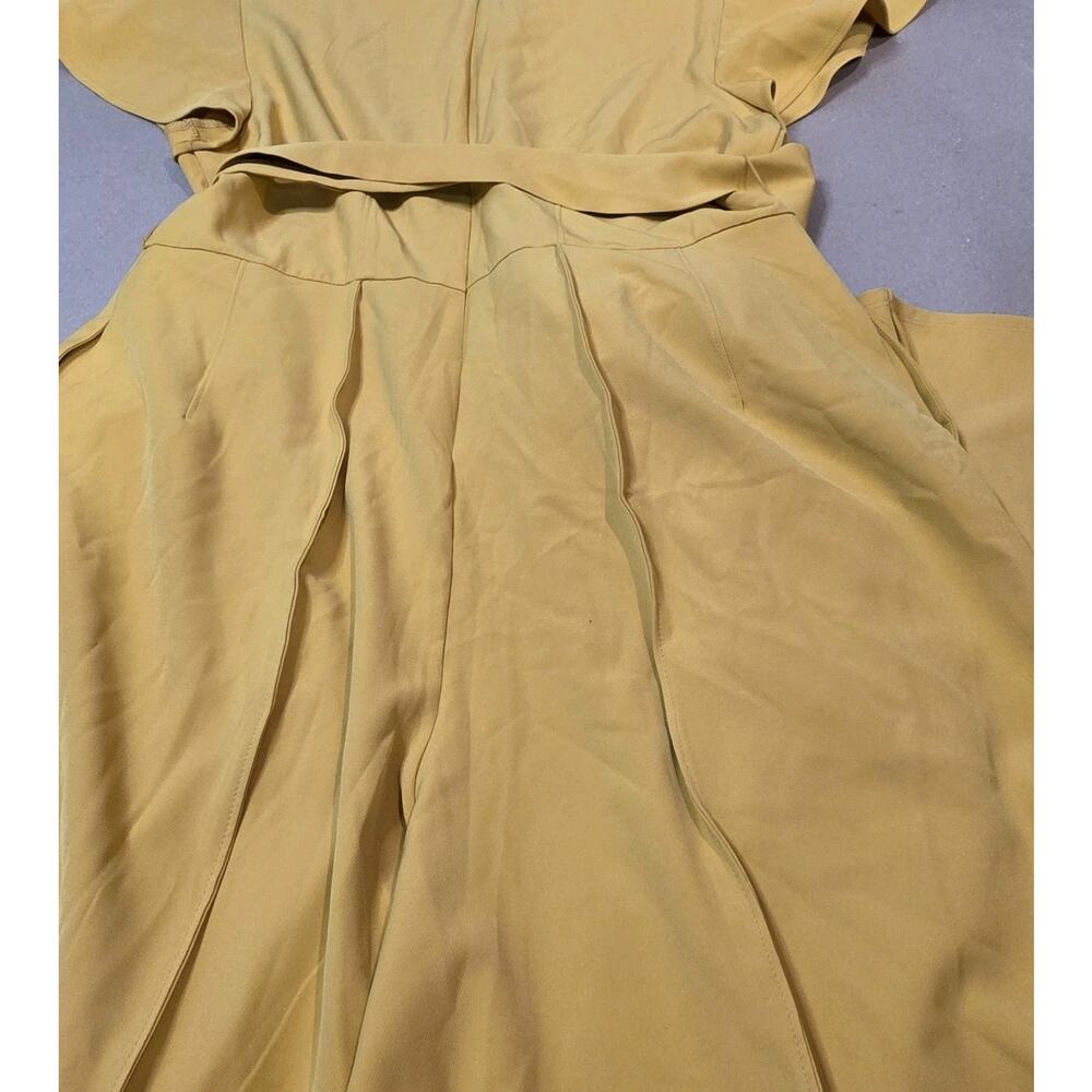 Lane Bryant 18 Lena Seamed Wide Leg Jumpsuit Flutter Sleeve mustard Belted NWT - Picture 12 of 13